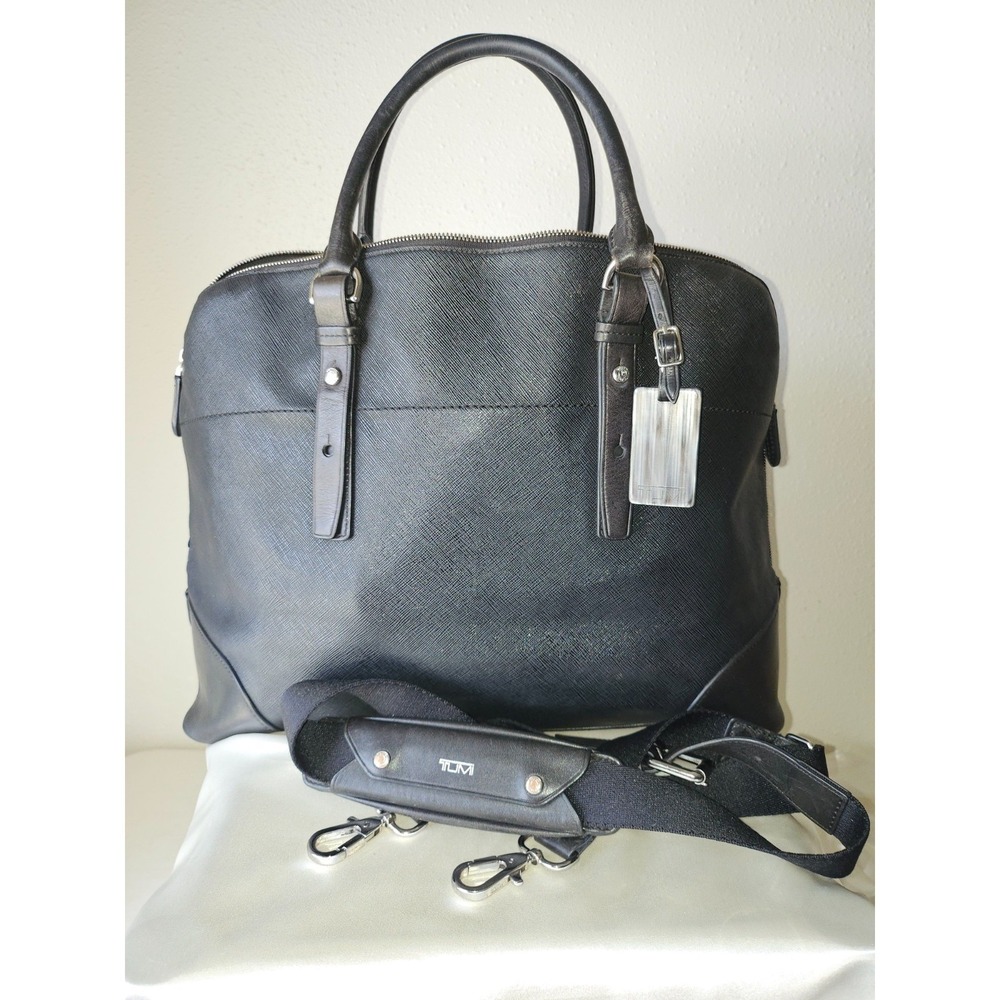 Tumi Briefcase Laptop 73123D2 Dome Villa Saffiano Black Leather Tote Bag